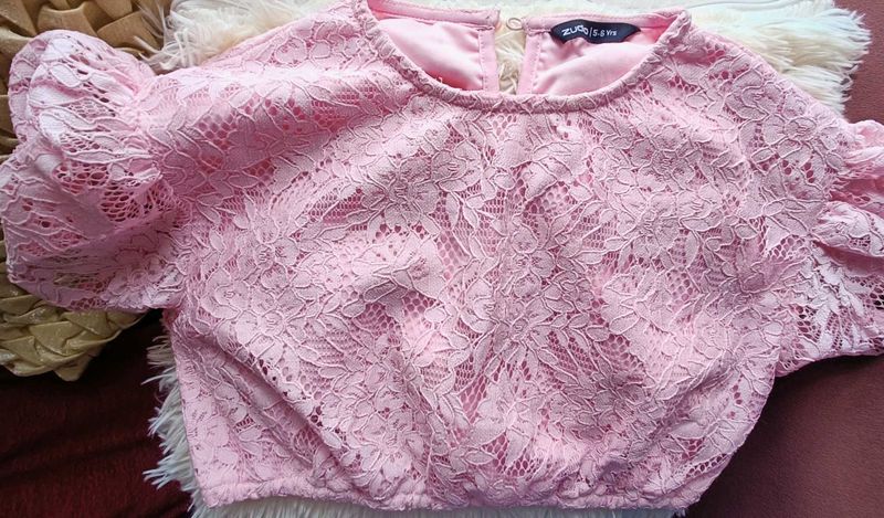 New Pink Lace Crop Top