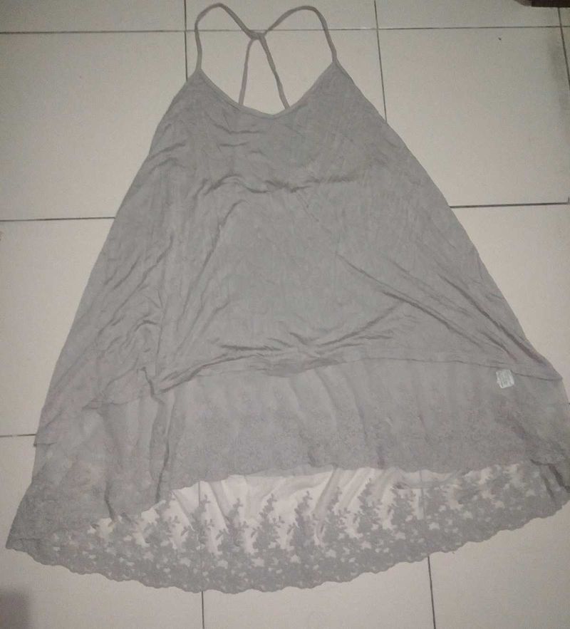 💥💥💖Gray Lace Trim Dress