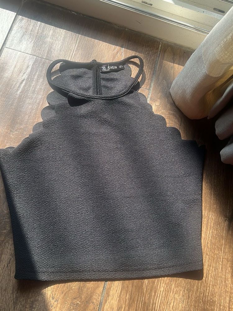 Shein Black Scallop Halter Top