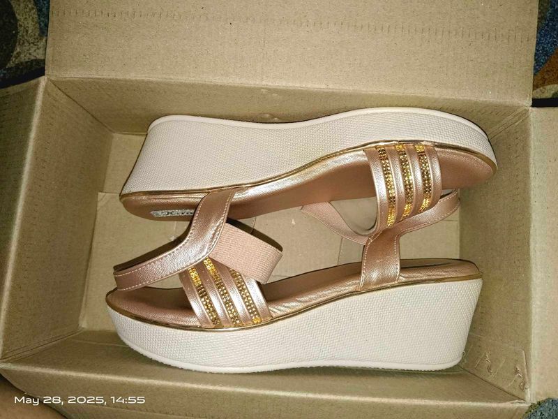 Rose Gold Platform Wedge Sandals
