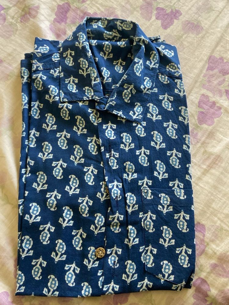 Blue Floral Print Shirt