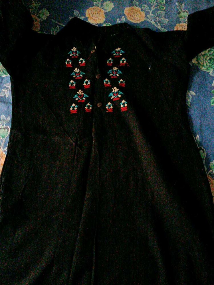 Embroidered Black Dress