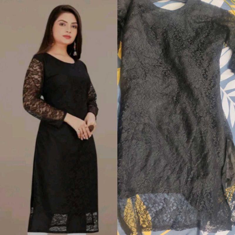 Net Black Kurti For Girls