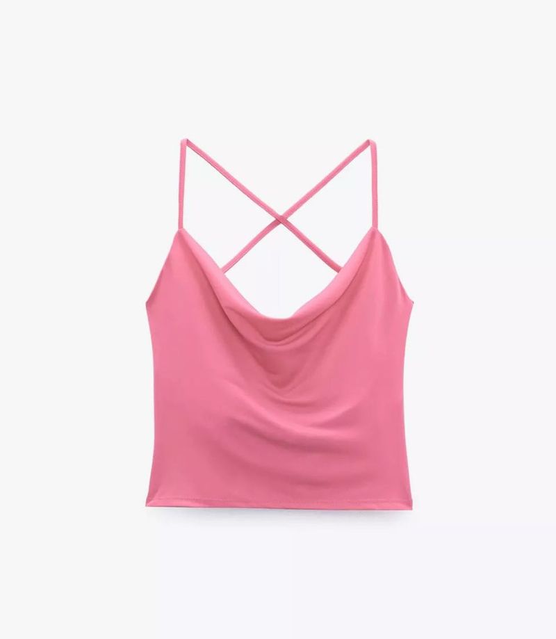 ZARA Strappy Pink Top Small Size