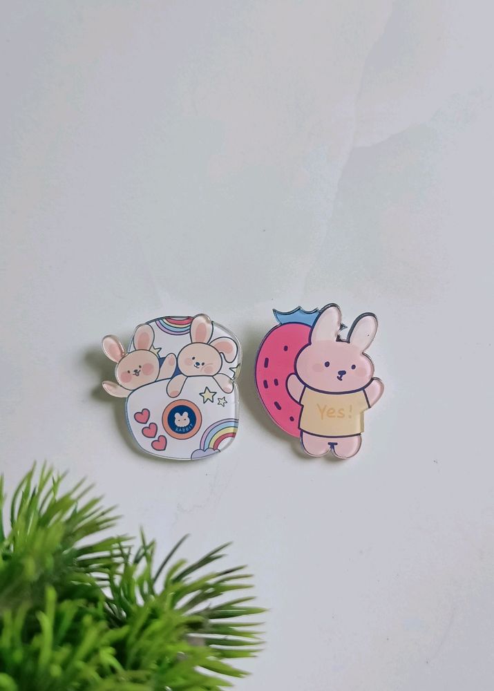 2pcs Kawaii Rabbit Brooch Pins