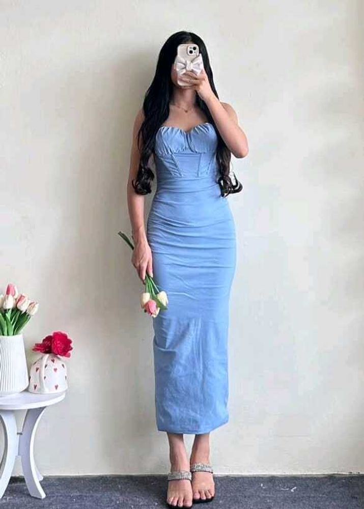 Blue Bodycon Midi Dress