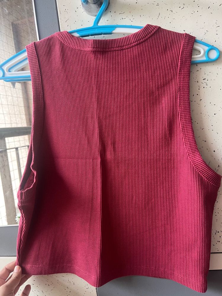 Burgundy Ribbed Tank Top