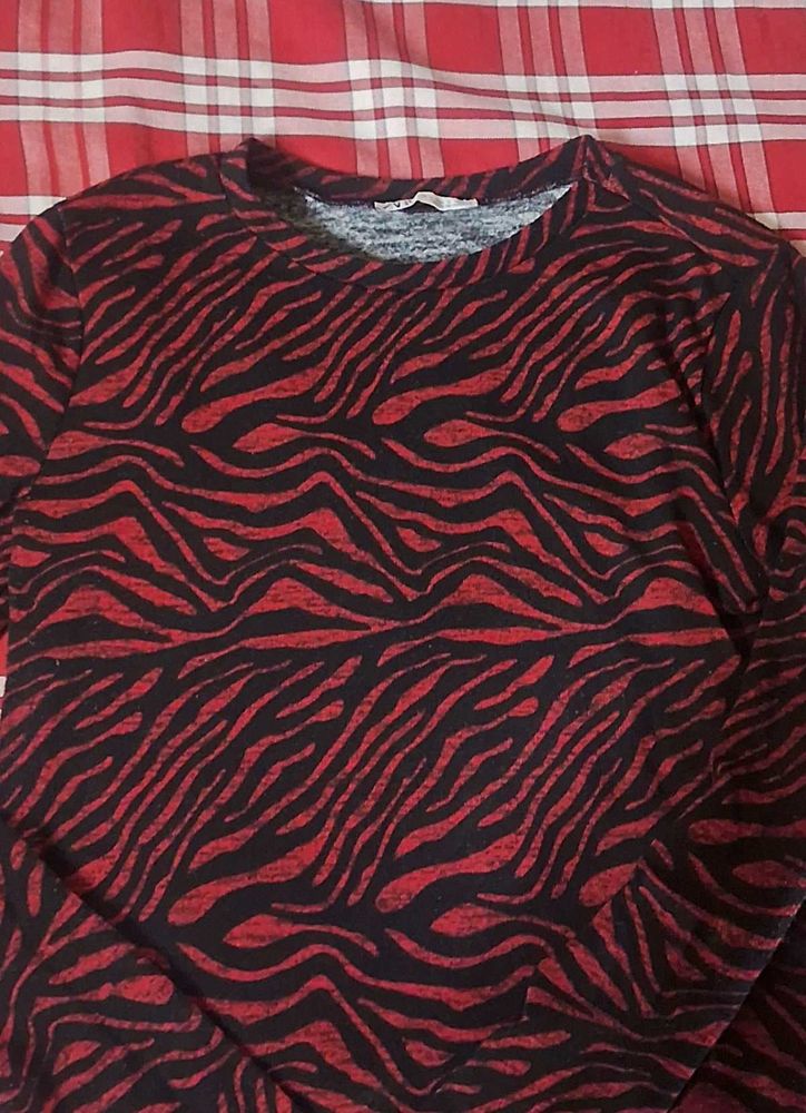 Zara Zebra Print Long Sleeve Top