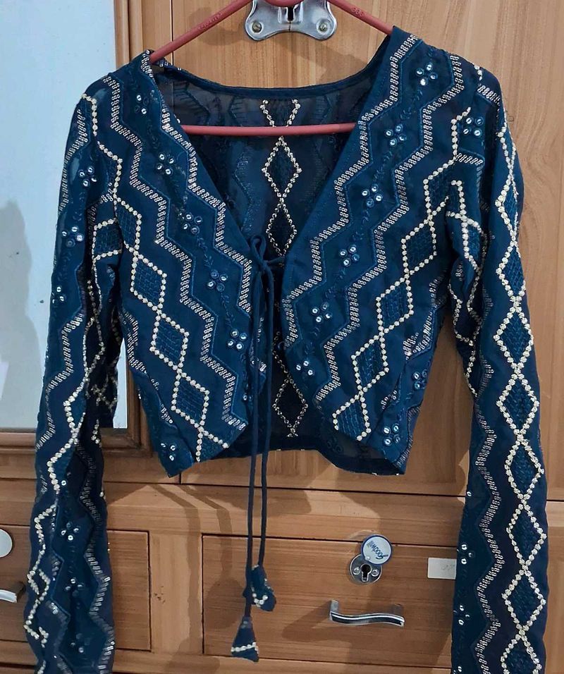 Embroidered Navy Blue shrug