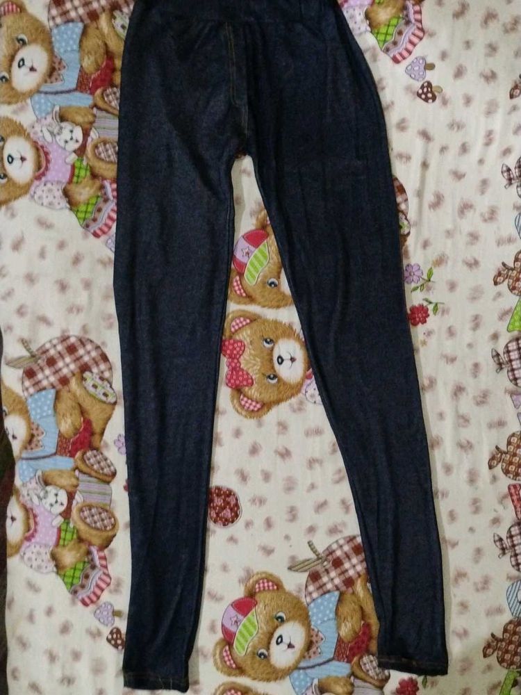 Stylish Leggings dark blue With Strips