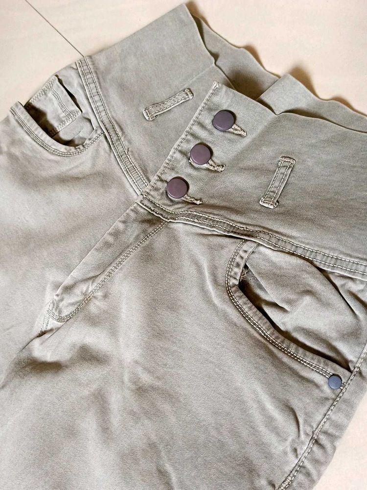 Height Waist Skinny Jeans 3button