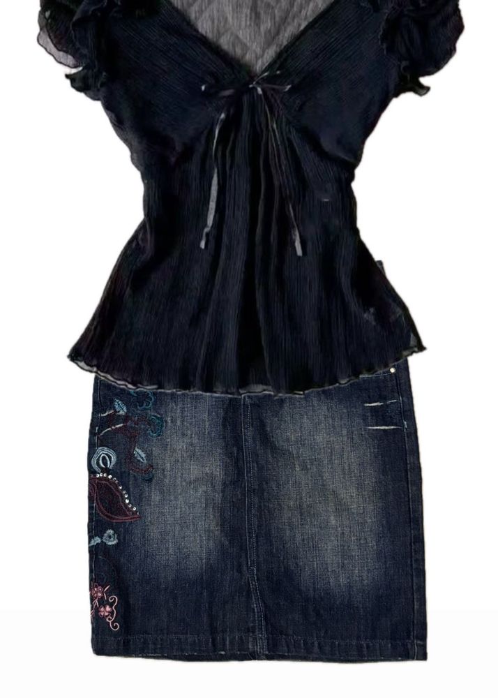Vintage Embroidered Mini Skirt