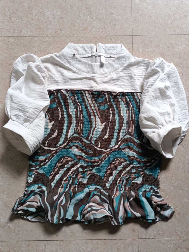 Zebra Print Puff Sleeve Top