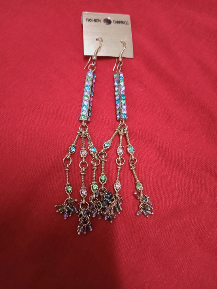 Multi Colour Long Earrings