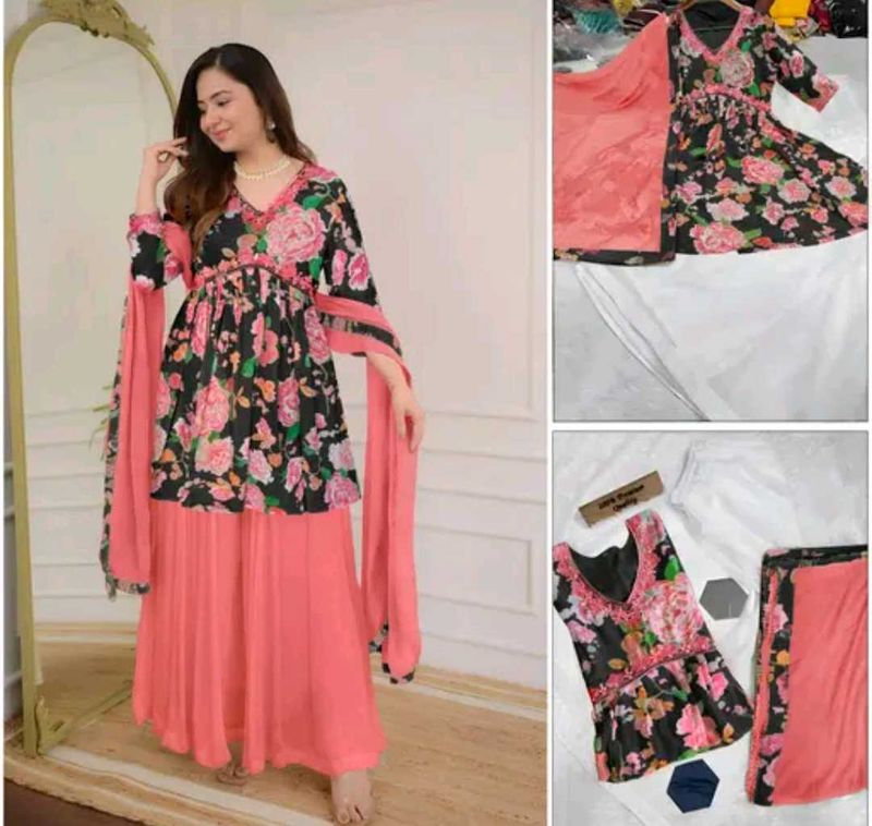Floral Print Salwar Kameez Set