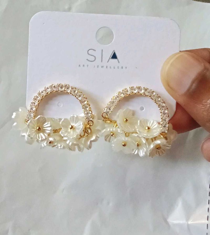 Floral Crystal Hoop Earrings