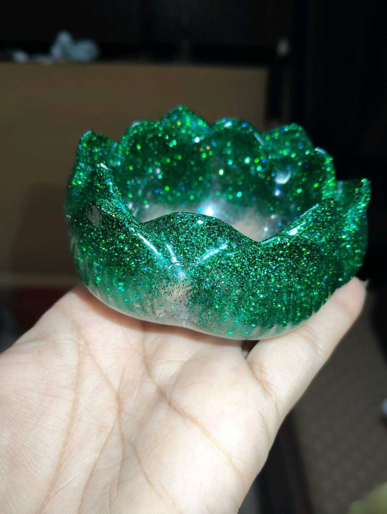 Green Glitter Lotus Bowl