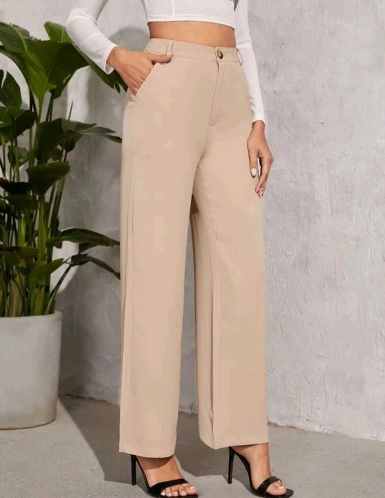 Elegant Beige Wide Leg Trousers (B)
