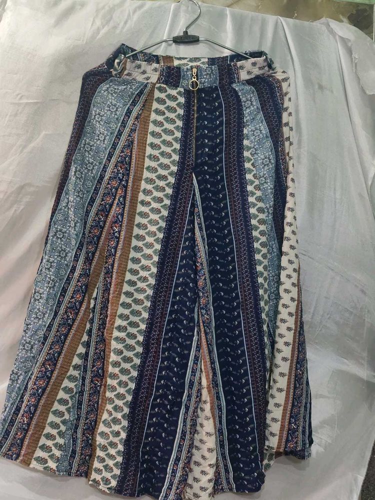 Boho Print Wide Leg Palazo Skirt