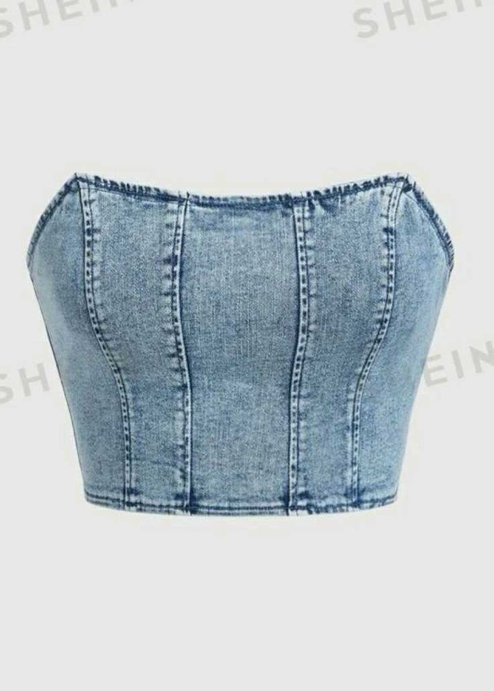 Denim Tube Crop Top