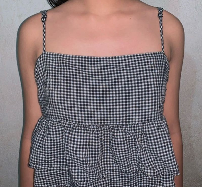 Gingham Ruffle Cami Top