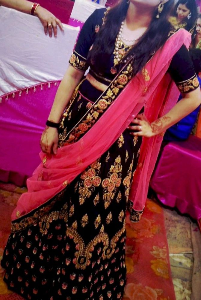 dark blue colour lehenga with canCan