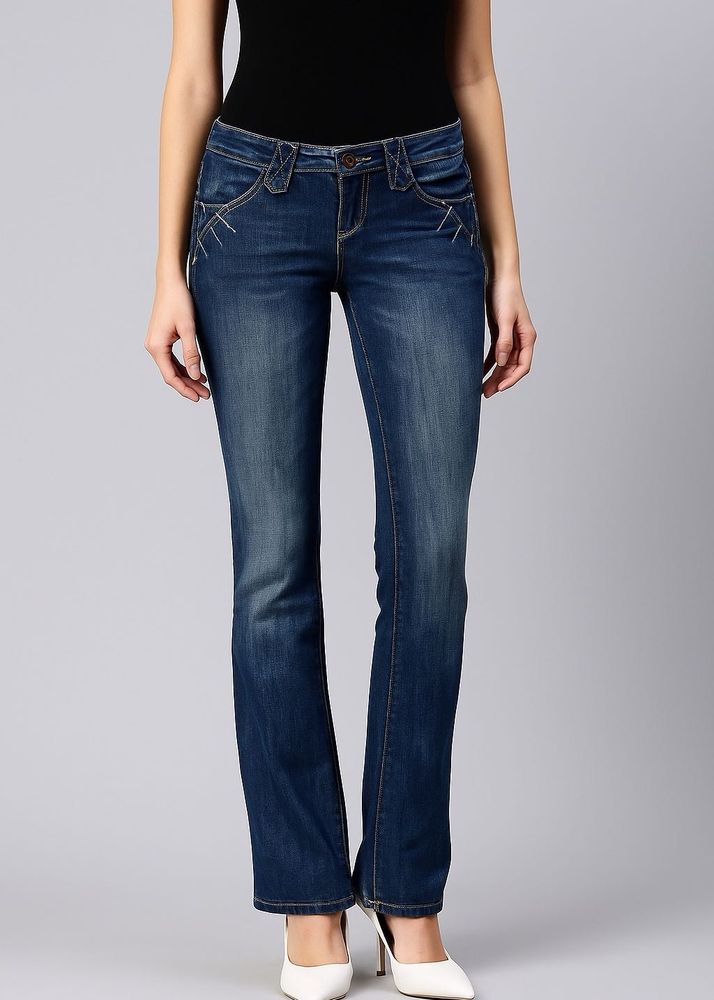 Straight Fit Wide Leg Jeans
