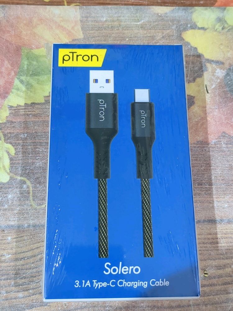 Type C Blue Colour Data Cable By Ptron Seal Pack