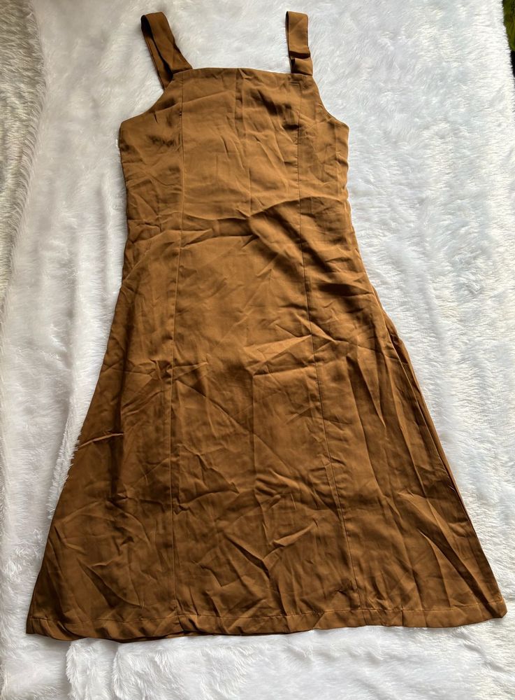 Brown Sleeveless Midi Dress