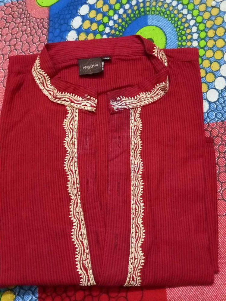 Elegant Rhythm Maroon Kurta No Buttons
