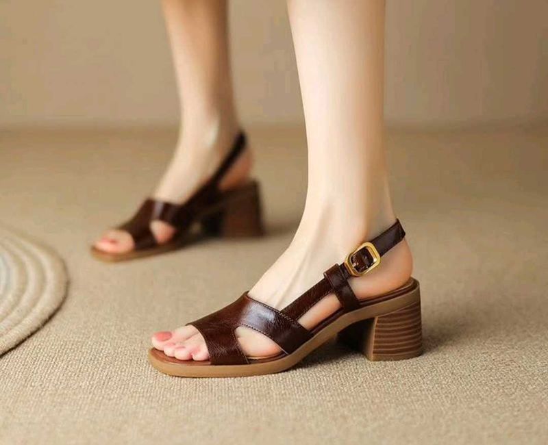 Brown Heeled Sandals