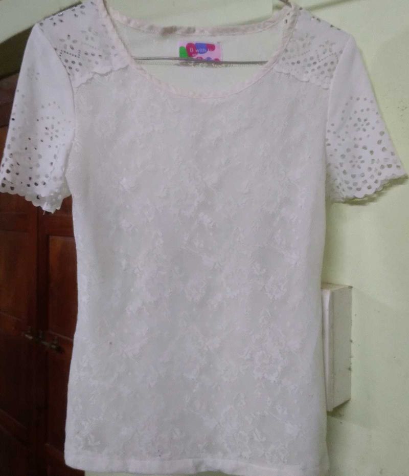 Lace Detail White Top