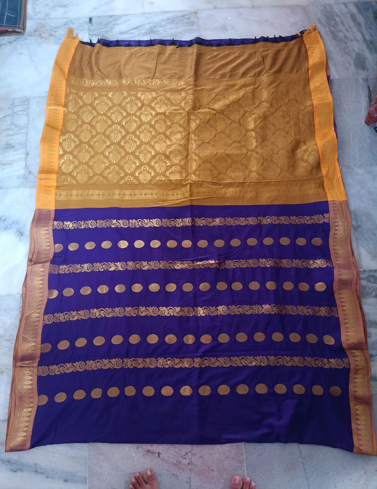 Blue Colour Cotton Traditional Saree.