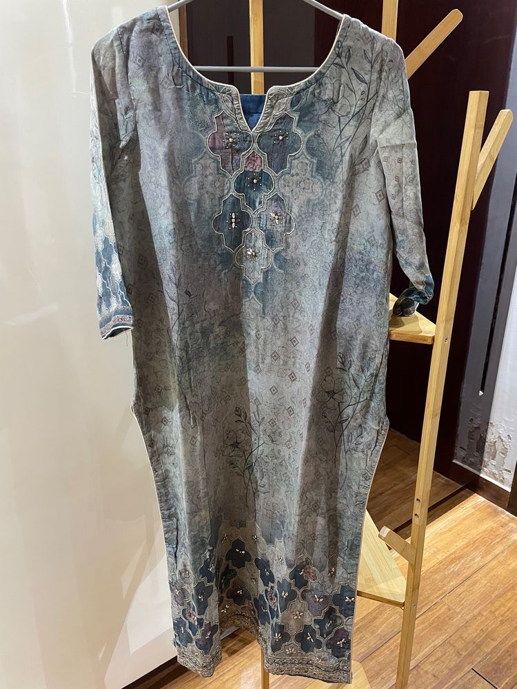 Greyish Blue Suit Set