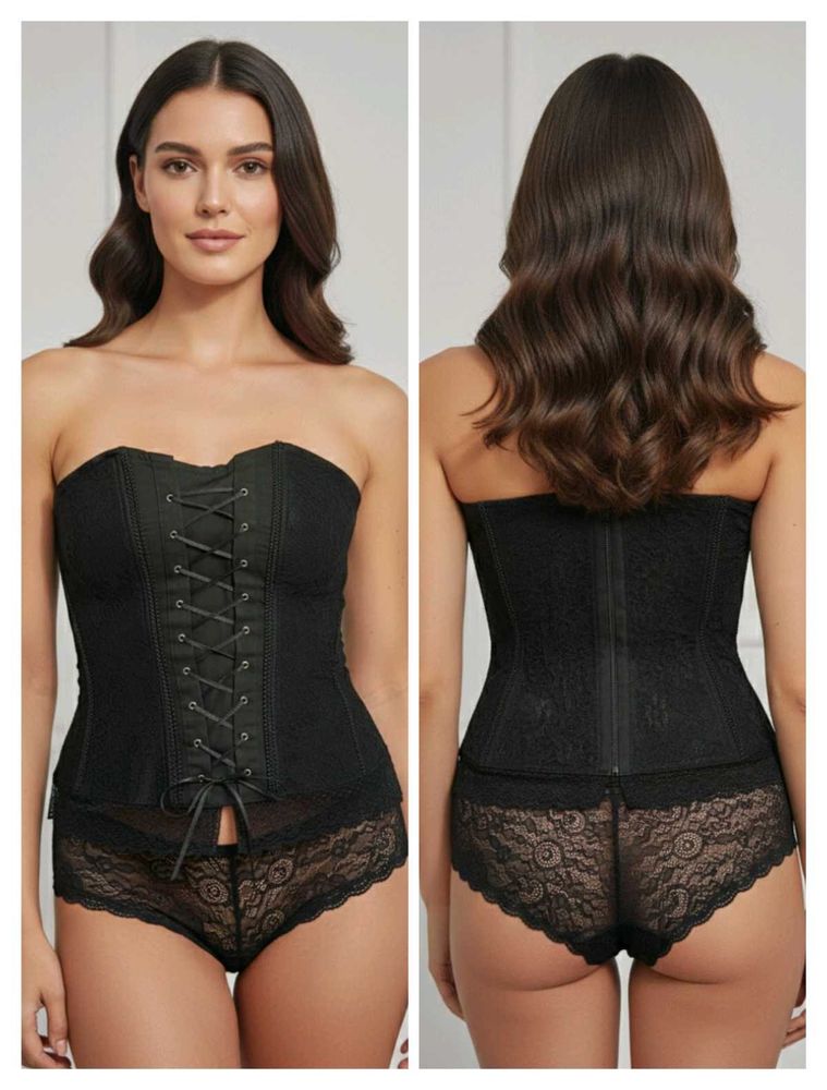 Lace Corset Top Black Size Free Bust 30-3
