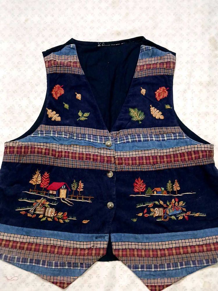 Vintage Handcrafted Corduroy Vest Jacket – Embroid