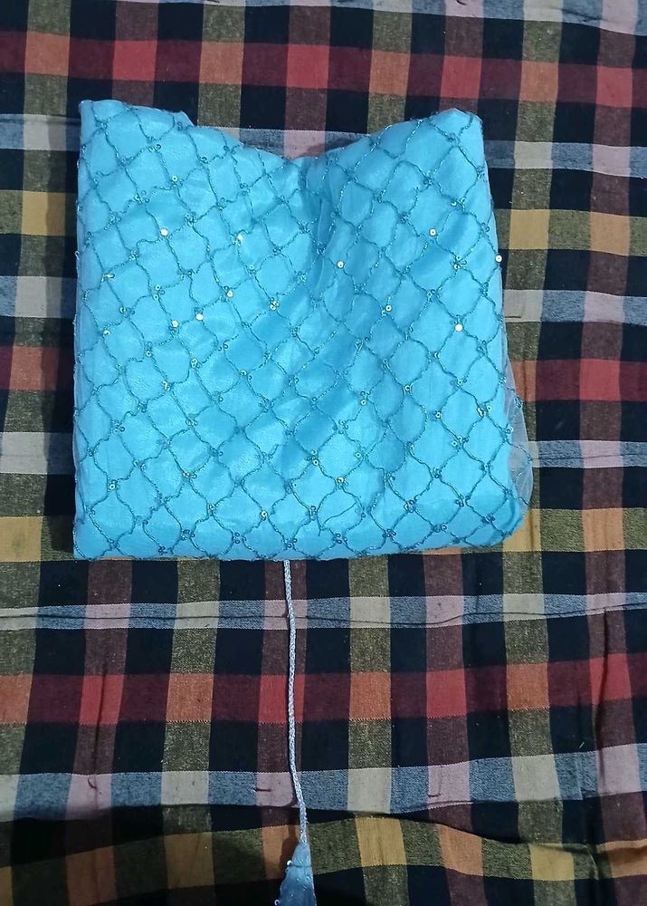 Light Blue Embroidered Fabric