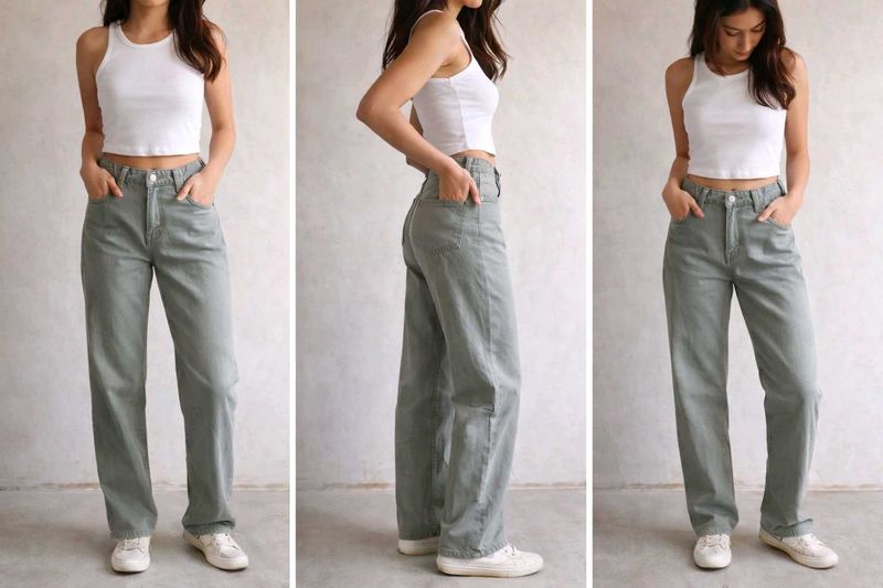 High-Waisted Straight Leg Jeans