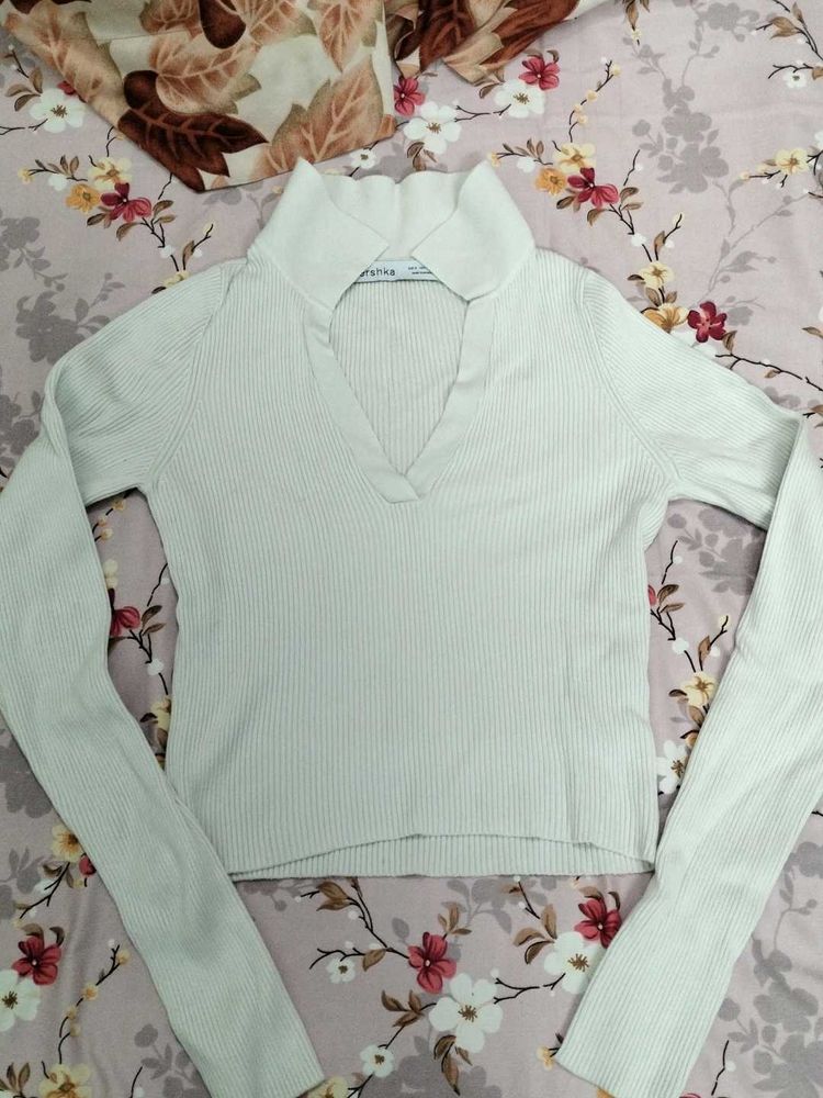 Cute Ribbed Long Sleeve Top