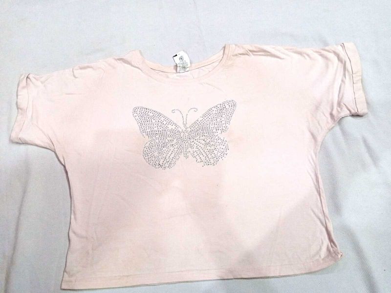 Oversized Light Pink Colour Crop Top 💌