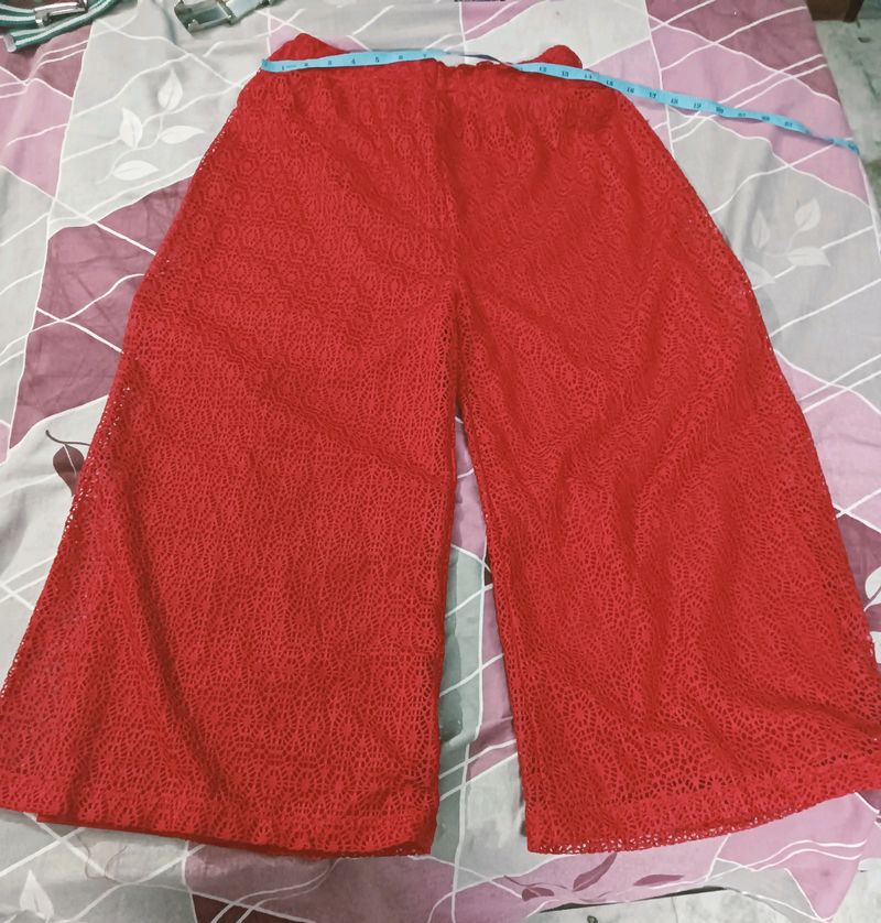 Red Laced Plazoo With Full Inner