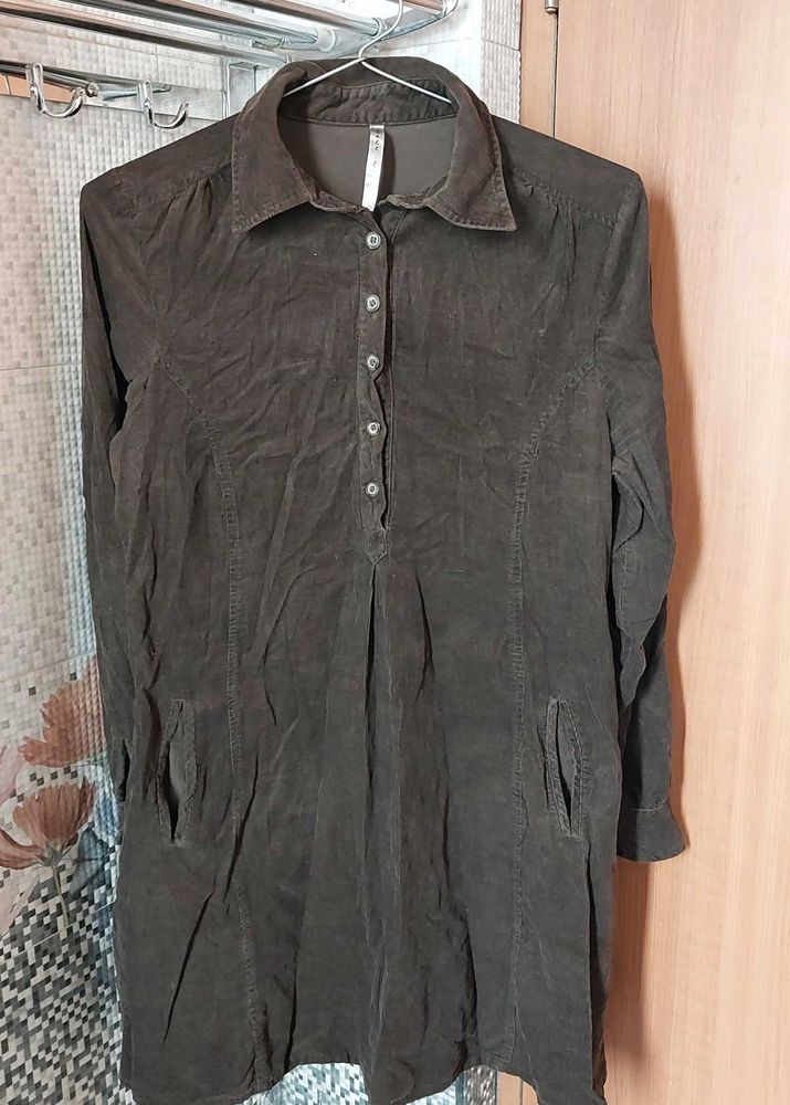 Corduroy shirt dress