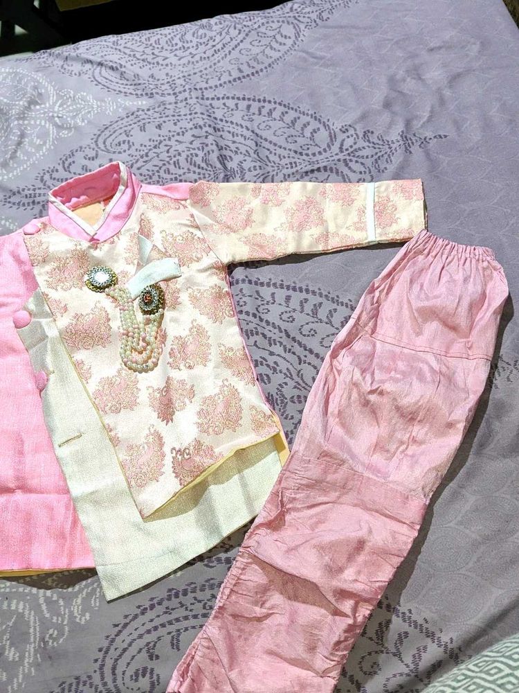 Pink Ethnic Kids Sherwani