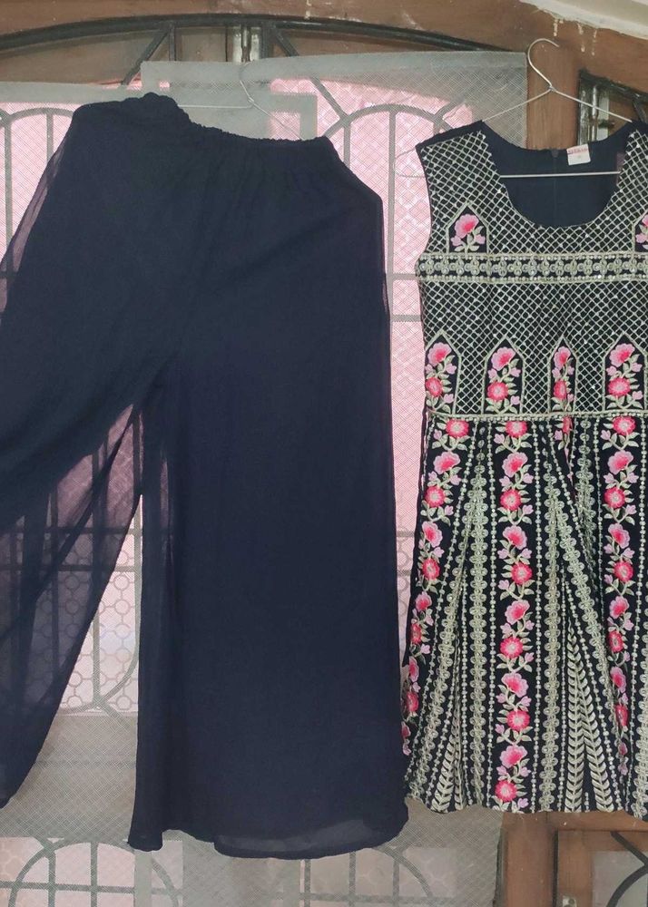 One Time Wear Navy Blue Designer Sharara For Girl