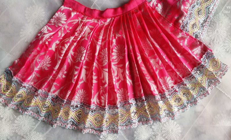 Pink And Silver Floral Lehenga For Radha Rani