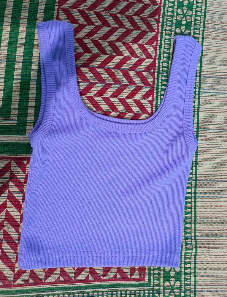 Lavender Ribbed Crop Tank Top