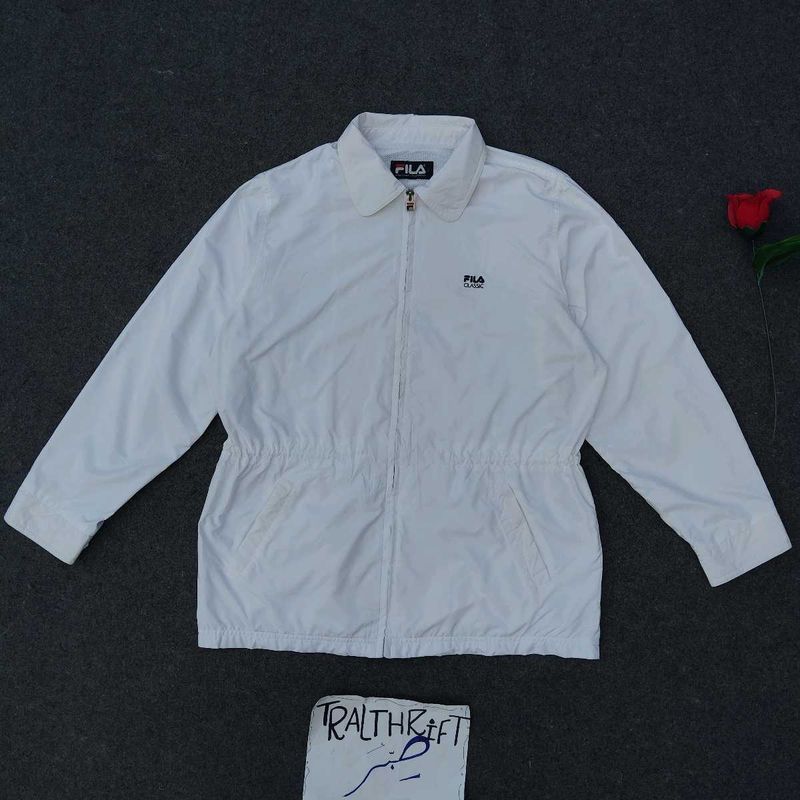 Fila White Windcheater Jacket For Mens And Womens