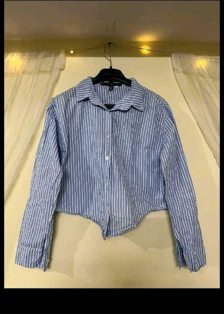 trendy crop strippes shirt
