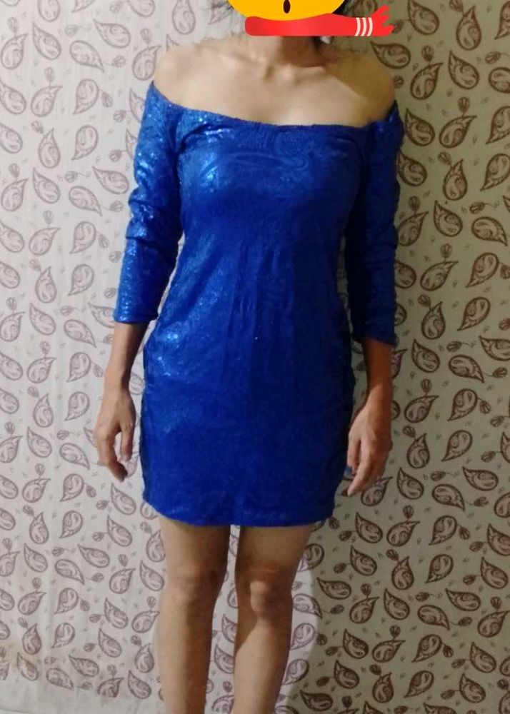Blue Sequin Party Dress(S/M)
