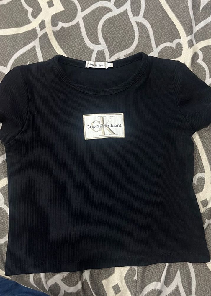 Ck Ribbed Fitted Baby Tee